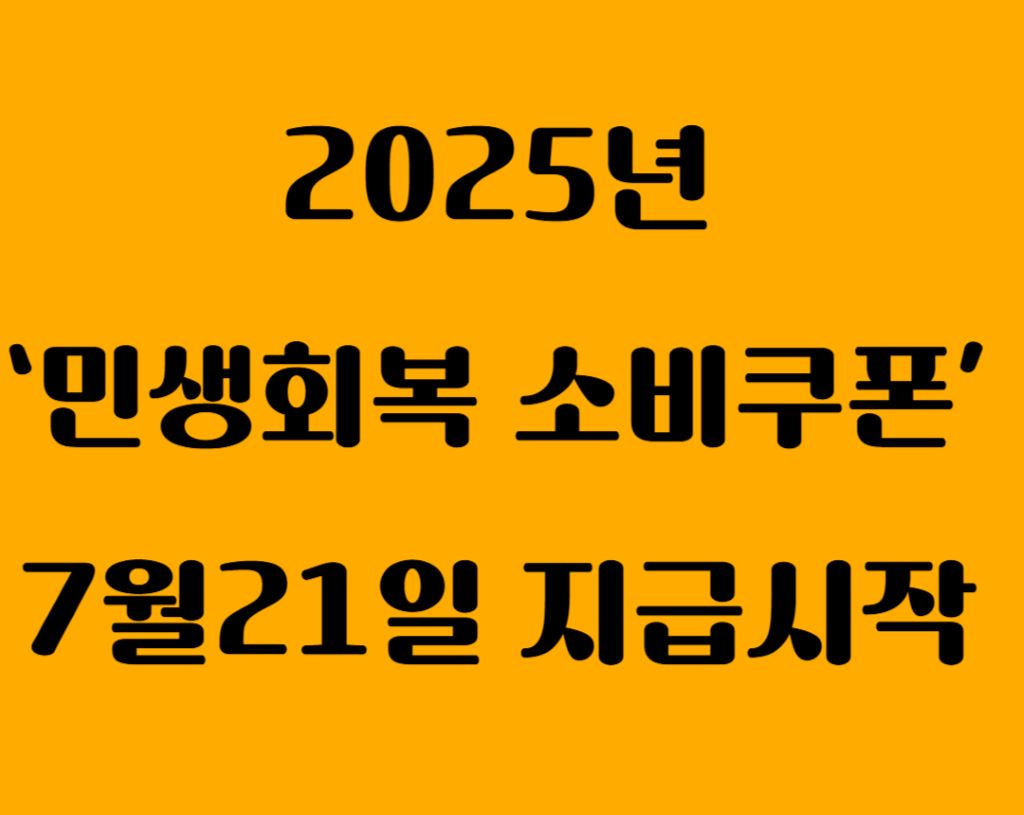 2025년 민생회복 소비쿠폰 7월21일 지급시작
