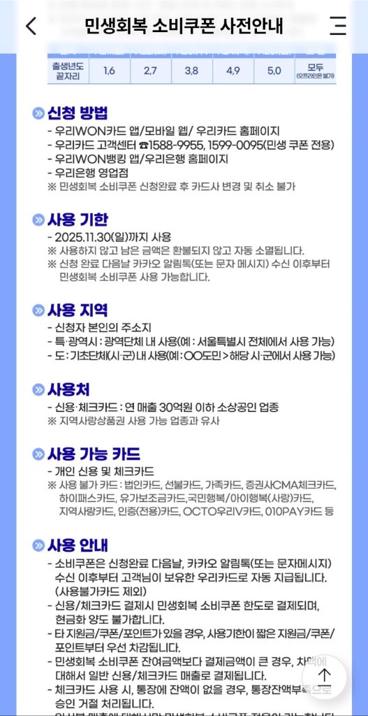 우리카드민생회복소비쿠폰2 1