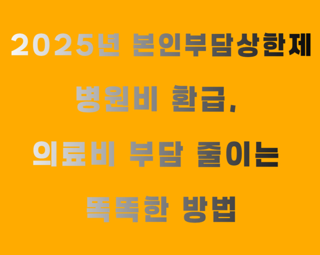 2025년 본인부담상한제 병원비 환급, 의료비 부담 줄이는 똑똑한 방법
