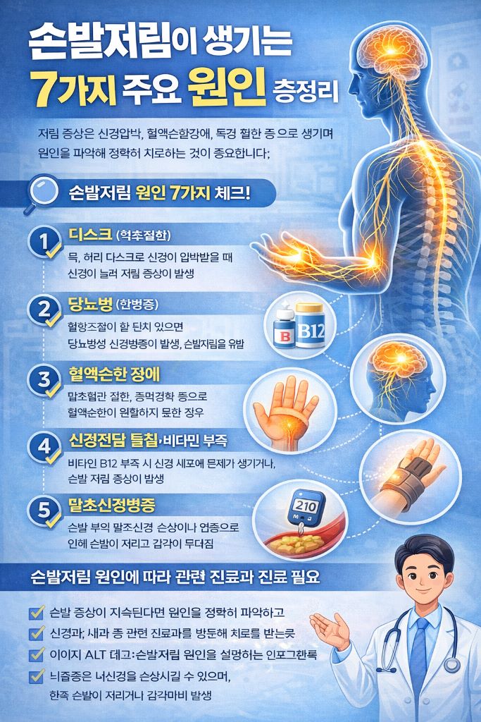 손발저림원인을설명하는인포그래픽